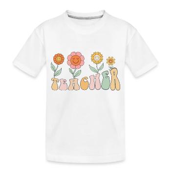 Groovy Blumenlehrerin - Kinder Premium Bio T-Shirt - Weiß - Vorne