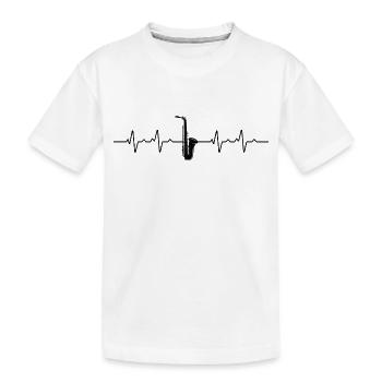 Saxophone Heartbeat T-Shirt, Saxophone Player Gift - Kids' Premium Organic T-Shirt - white - Front