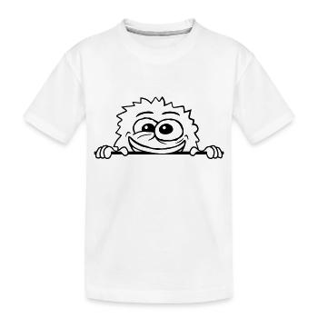 Mad monster behind the wall - Kids' Premium Organic T-Shirt - white - Front