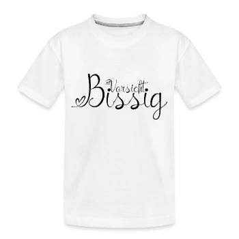 Vorsicht Bissig Schwarz - Kinder Premium Bio T-Shirt - Weiß - Vorne