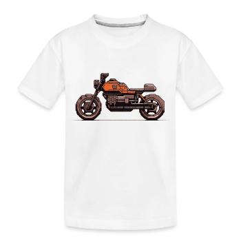 Moto vintage 8 bits pour motocyclistes - T-shirt bio Premium Enfant - blanc - Devant
