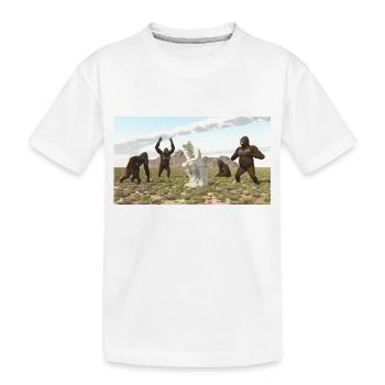 Gorillas with Thinker Sculpture - Kids' Premium Organic T-Shirt - white - Front