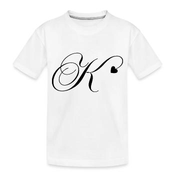 Lettre k calligraphie cœur - T-shirt bio Premium Enfant - blanc - Devant