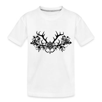Geweih Tattoo Tribal Style - Kinder Premium Bio T-Shirt - Weiß - Vorne