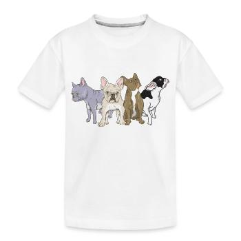 Französische Bulldoggen - Kinder Premium Bio T-Shirt - Weiß - Vorne