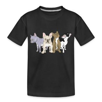 Französische Bulldoggen - Kinder Premium Bio T-Shirt - Schwarz - Vorne