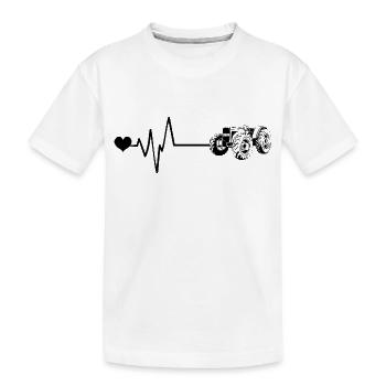 Traktor Puls Herz Liebe - Kinder Premium Bio T-Shirt - Weiß - Vorne