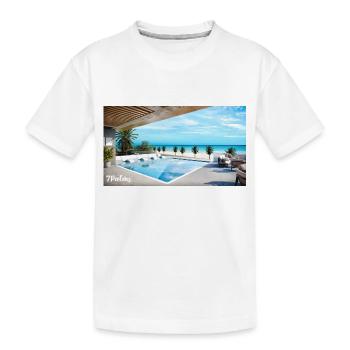 Pool und Strand - Kinder Premium Bio T-Shirt - Weiß - Vorne