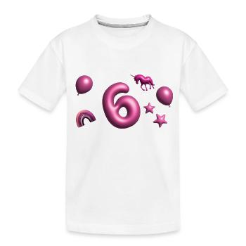 6 Jahre,Luftballon,Einhorn,3D, 3D Schrift - Kinder Premium Bio T-Shirt - Weiß - Vorne