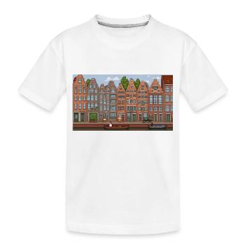 Stadtzentrum Amsterdam - Pixel Art - Kinder Premium Bio T-Shirt - Weiß - Vorne