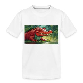 Lustiger Hooey, ein Krokodil ist rot - Kinder Premium Bio T-Shirt - Weiß - Vorne