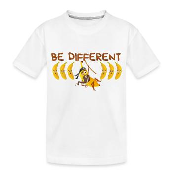BE DIFFERENT Banane / Sei anders Banane - Kinder Premium Bio T-Shirt - Weiß - Vorne