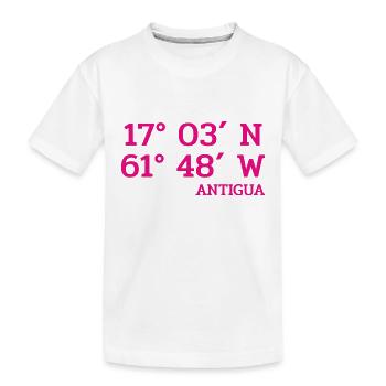 Antigua Coordinates - Coordinates - Caribbean - Kids' Premium Organic T-Shirt - white - Front