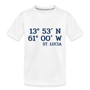 St. Lucia Coordinates - Koordinaten - West Indies - Kids' Premium Organic T-Shirt - white - Front