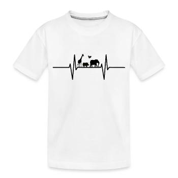 Heartbeat with wild animals - Kids' Premium Organic T-Shirt - white - Front