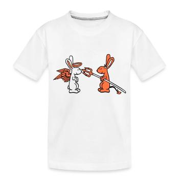 Lapin Ange Conscience Diable Démon Mal Satan Enfer - T-shirt bio Premium Enfant - blanc - Devant