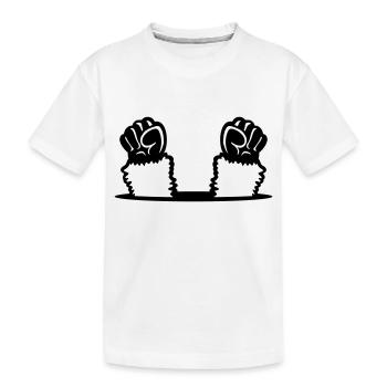 Llama Fists Raise Monkey Rebellion Floor Hole - Kids' Premium Organic T-Shirt - white - Front