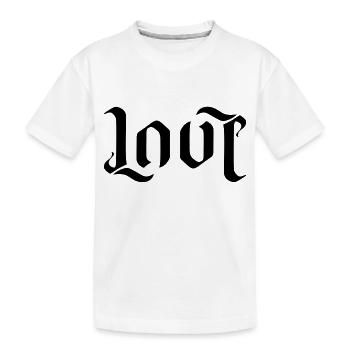 LOVE AMBIGRAM FONT - Kids' Premium Organic T-Shirt - white - Front