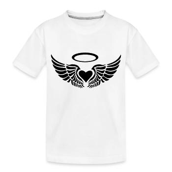 angel wings with heart - Kids' Premium Organic T-Shirt - white - Front