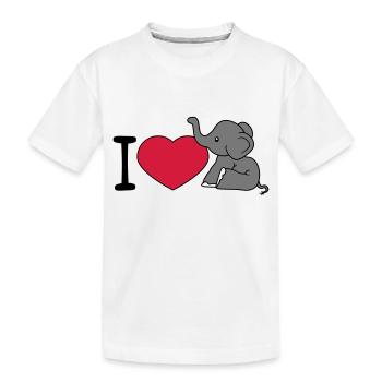 elephant i love love heart sitting sweet calf small - Kids' Premium Organic T-Shirt - white - Front