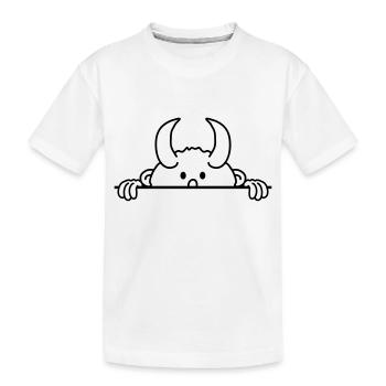 Little sweet cute Devil boy child hidden wall - Kids' Premium Organic T-Shirt - white - Front