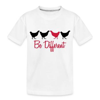 Be Different Huhn mit Text - Kinder Premium Bio T-Shirt - Weiß - Vorne