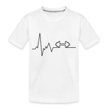 herzschlag hantel - Kinder Premium Bio T-Shirt - Weiß - Vorne