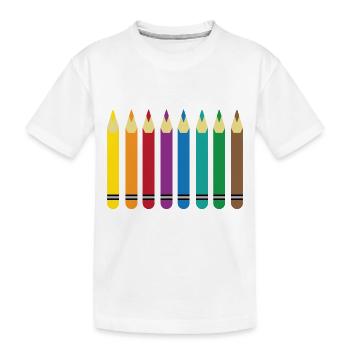 colored pencils - Kids' Premium Organic T-Shirt - white - Front