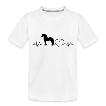 Frisian Horse Rider Riding Heartbeat Heart Love - Kids' Premium Organic T-Shirt - white - Front