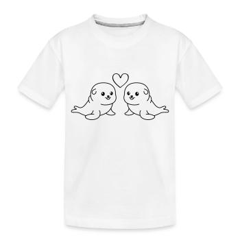 Amour du couple d’animaux de phoque - T-shirt bio Premium Enfant - blanc - Devant