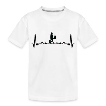 ECG heartbeat bargain hunter in high heels - Kids' Premium Organic T-Shirt - white - Front