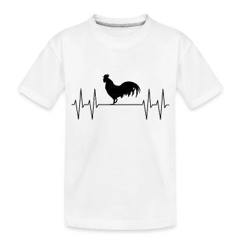 Herz für Hühner stolzer Hahn auf Kardiogramm - Kinder Premium Bio T-Shirt - Weiß - Vorne