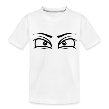 Augen konzentrierter Blick - Kinder Premium Bio T-Shirt - Weiß - Vorne