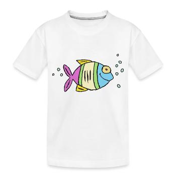 Poisson Cichlide Eau Mer Graffiti Dessin - T-shirt bio Premium Enfant - blanc - Devant
