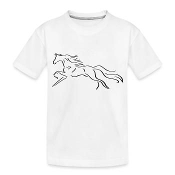 Pferd Line Art - Minimalistisch - Kinder Premium Bio T-Shirt - Weiß - Vorne
