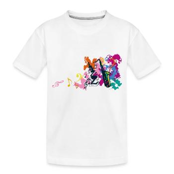 saxophone musique note cle sol fantaisie - T-shirt bio Premium Enfant - blanc - Devant