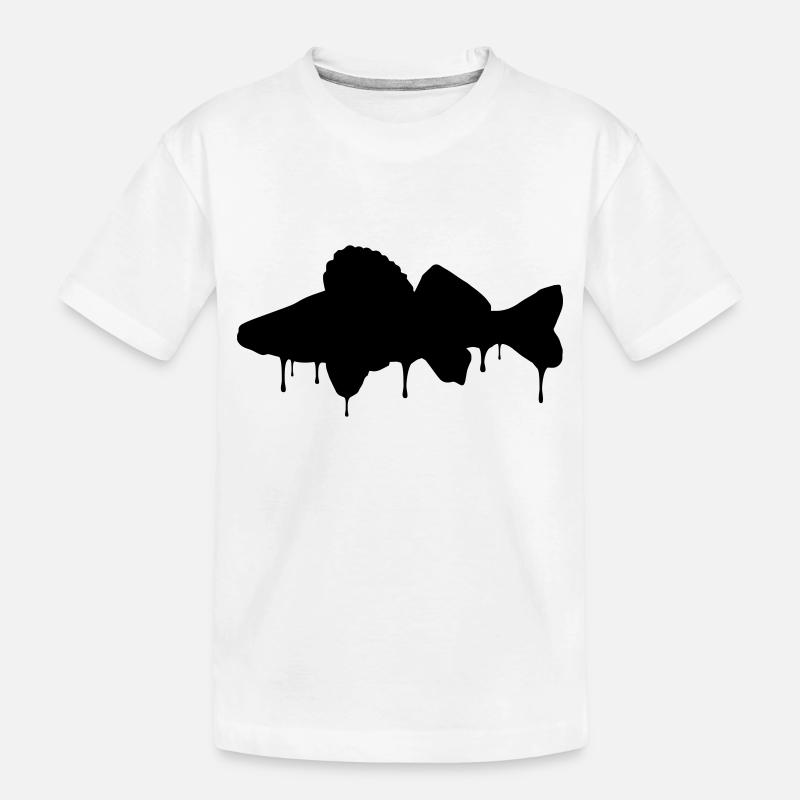 Zander Graffiti black - Anglershirt - Kinder Premium Bio T-Shirt - Weiß