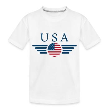 USA Fahne - Kinder Premium Bio T-Shirt - Weiß - Vorne