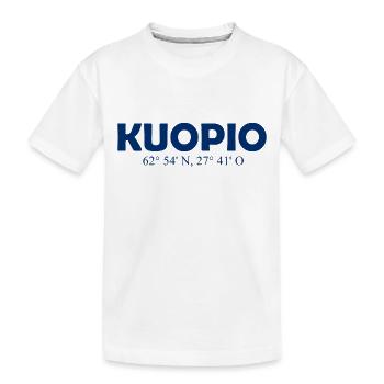 Kuopio - Finlande - Coordonnées longitude latitude - T-shirt bio Premium Enfant - blanc - Devant