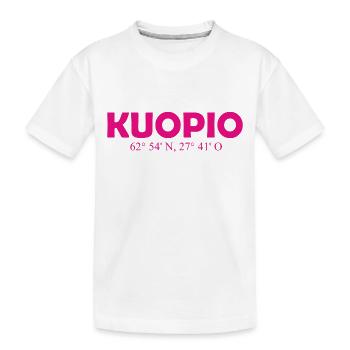 Kuopio - Finlande - Coordonnées - Longitude - T-shirt bio Premium Enfant - blanc - Devant