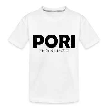 Pori - Finland - Coordinates - Longitude Latitude - Kids' Premium Organic T-Shirt - white - Front