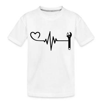 Wrench Pulse Heart Love - Kids' Premium Organic T-Shirt - white - Front
