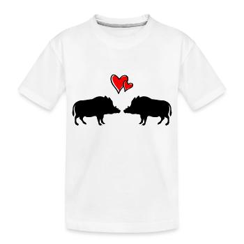 Wildschweine verliebt - Kinder Premium Bio T-Shirt - Weiß - Vorne