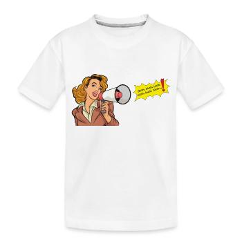 Blonde Frau mit Megaphon ruft blah, blah - Kinder Premium Bio T-Shirt - Weiß - Vorne