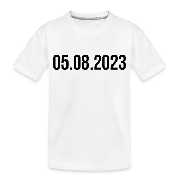05.08.2023 Datum Jahr Monat August - Kinder Premium Bio T-Shirt - Weiß - Vorne