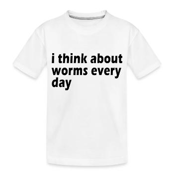 Je pense aux vers tous les jours Citation drôle - T-shirt bio Premium Enfant - blanc - Devant