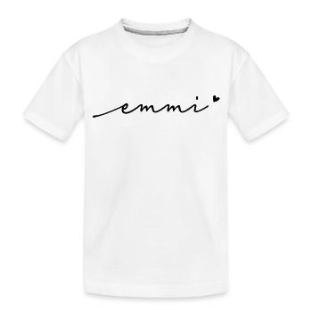 Emmi Cursive Name - Kids' Premium Organic T-Shirt - white - Front