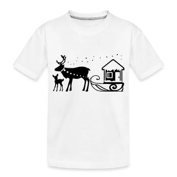 Papa renne de Noël avec son bébé - T-shirt bio Premium Enfant - blanc - Devant