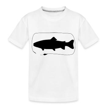 Trout with Spoon - Kids' Premium Organic T-Shirt - white - Front