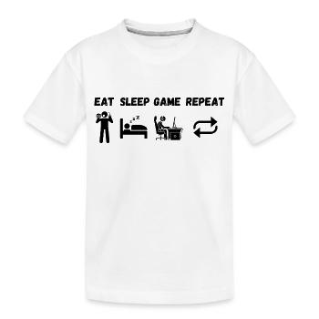 Essen Schlaf Spiel Wiederholen - Kinder Premium Bio T-Shirt - Weiß - Vorne